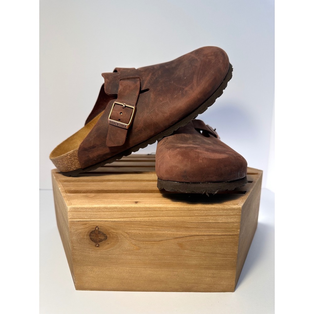 Birkenstock Boston Clogs Mens 44 Tobacco Brown Oiled Leather Mules 059461